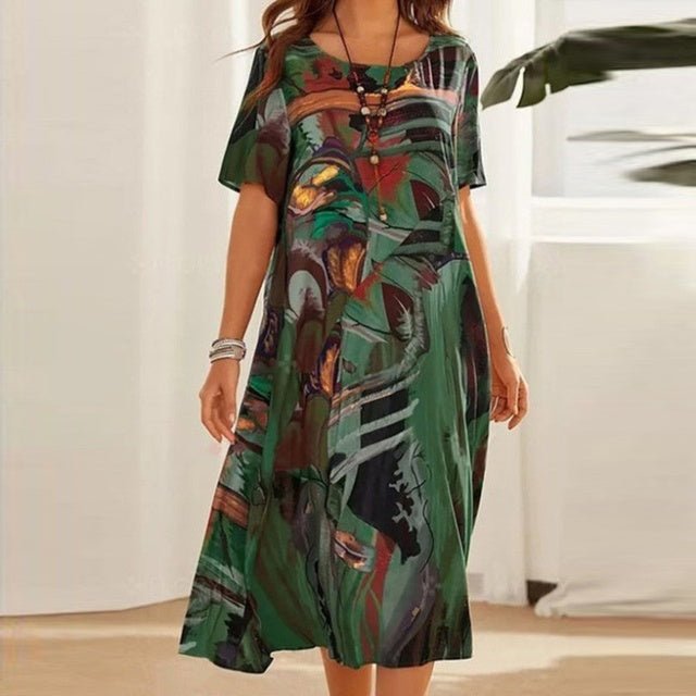 Women's loose fit casual summer slip-on dress short sleeve lightweight breathable everyday style