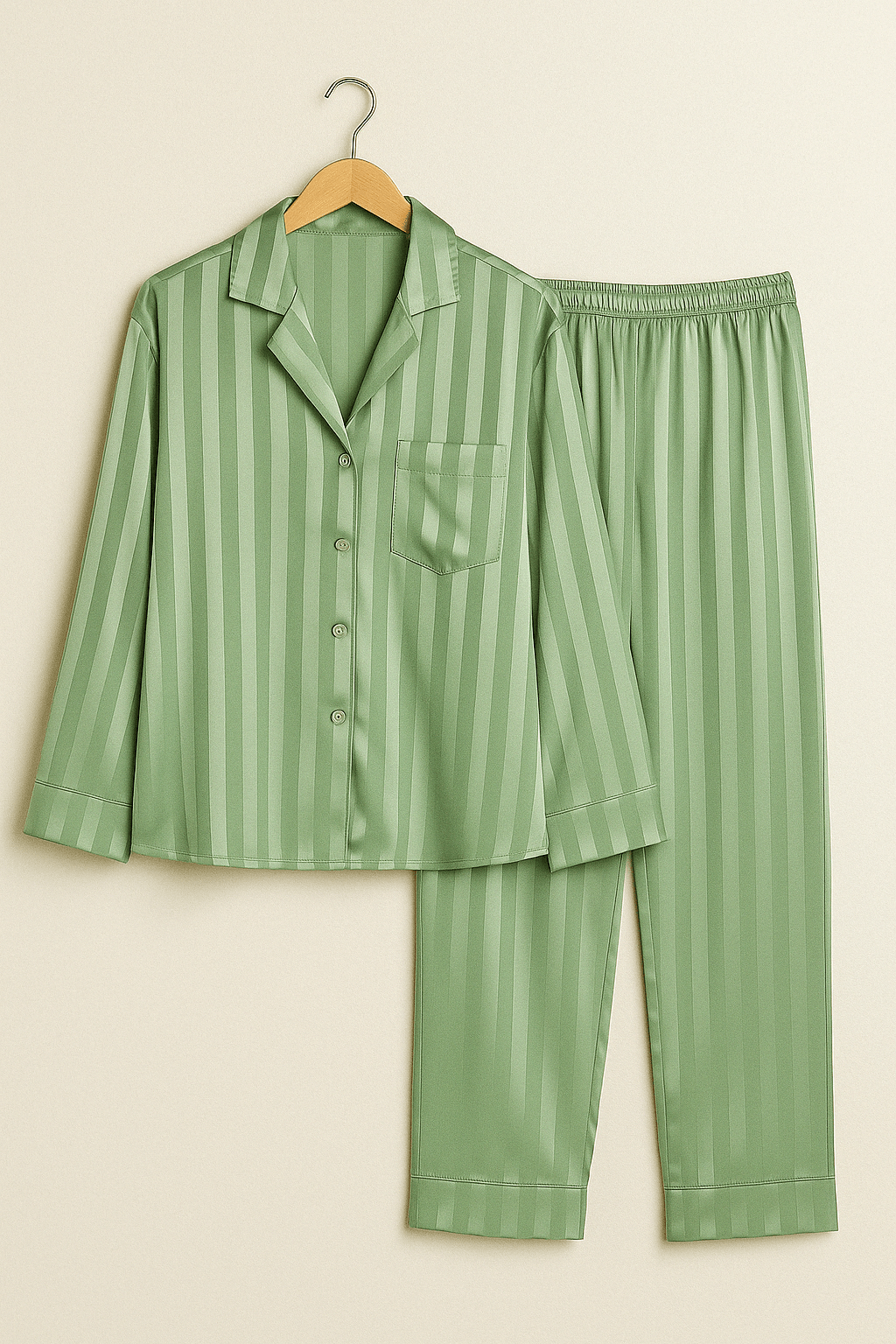 Women's striped pajama set long sleeve top and pants relaxed fit button closure cozy lounge
