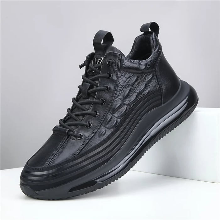 Men's white genuine leather lace-up sneakers with padded insole and sleek contemporary design