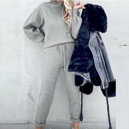 Women's two-piece lounge set relaxed fit soft lightweight polyester casual matching outfit