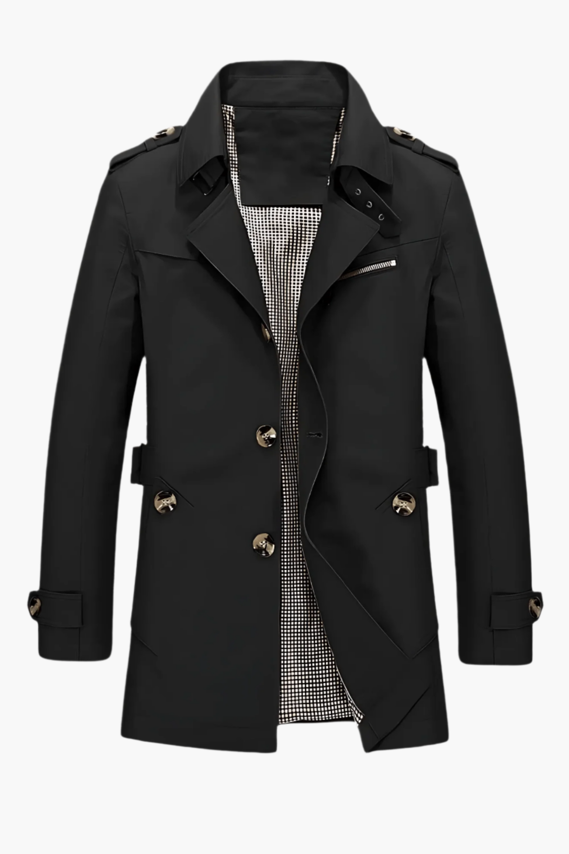 Men's classic modern trench coat versatile business professional slim-fit design with timeless silhouette