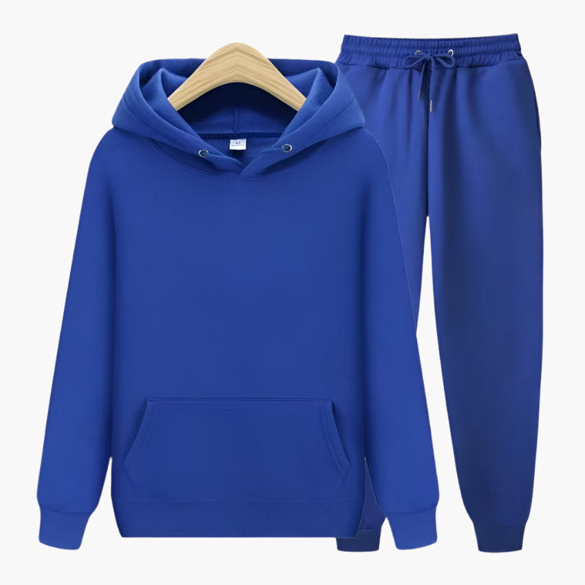 Men's gray hoodie and jogger set loose-fit kangaroo pocket matching elastic waistband casual sportwear