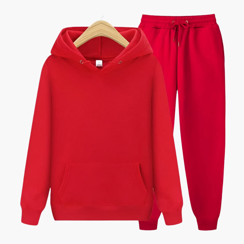 Men's gray hoodie and jogger set loose-fit matching loungewear with kangaroo pocket