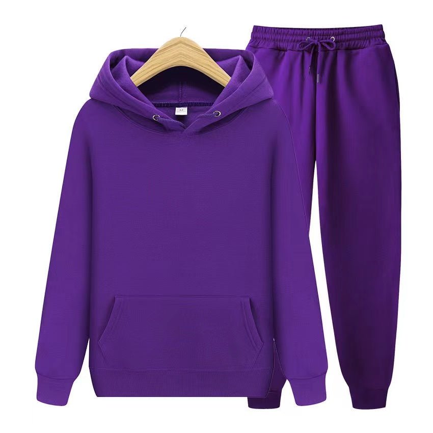 Unisex hoodie tracksuit set casual joggers coordinated two-piece with front pocket everyday comfort