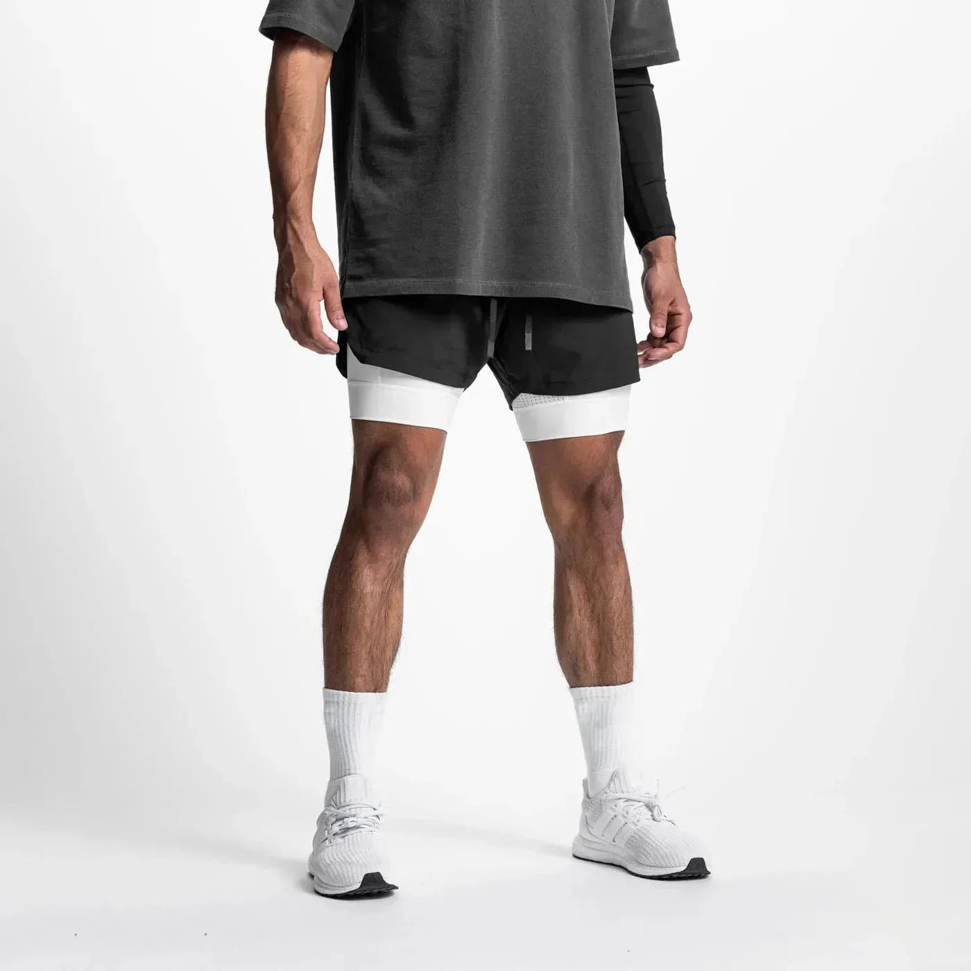 Men's slim fit training shorts lightweight breathable fabric adjustable waistband for workouts