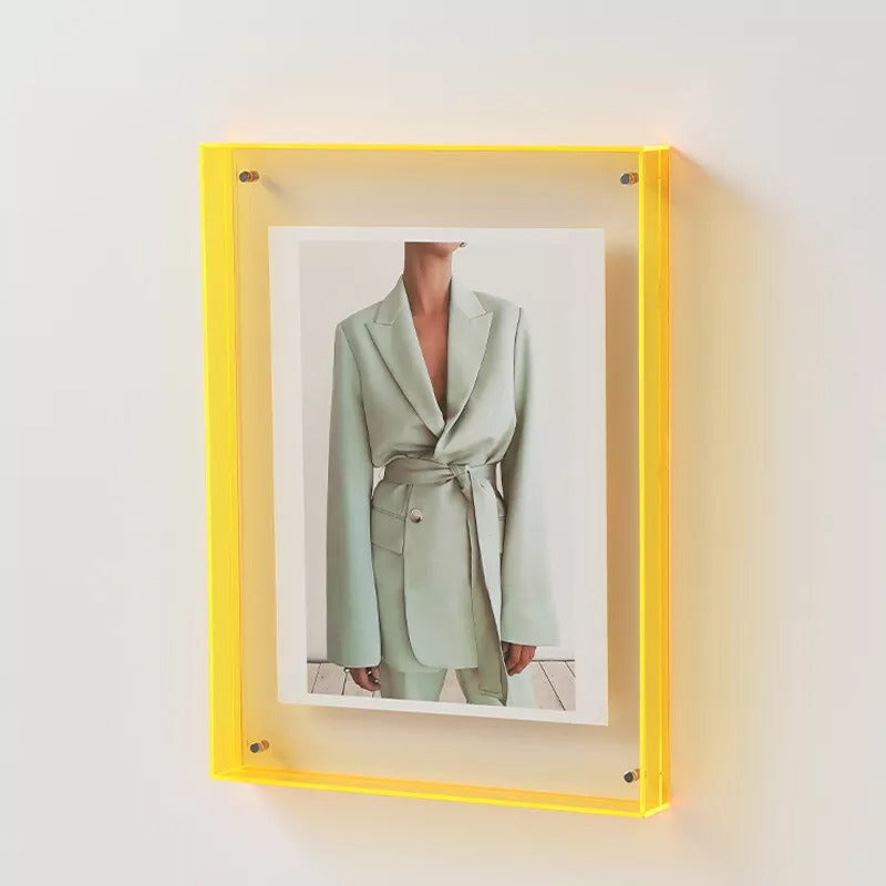 Vibrant transparent acrylic photo frame colorful modern display for wall or desk decor