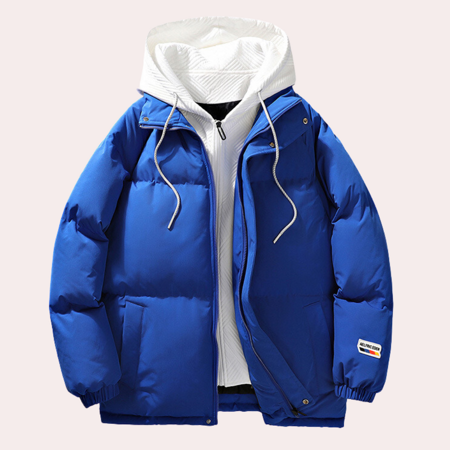 Men's weatherproof hooded jacket in modern cut with cozy streamlined hood for everyday outdoor wear