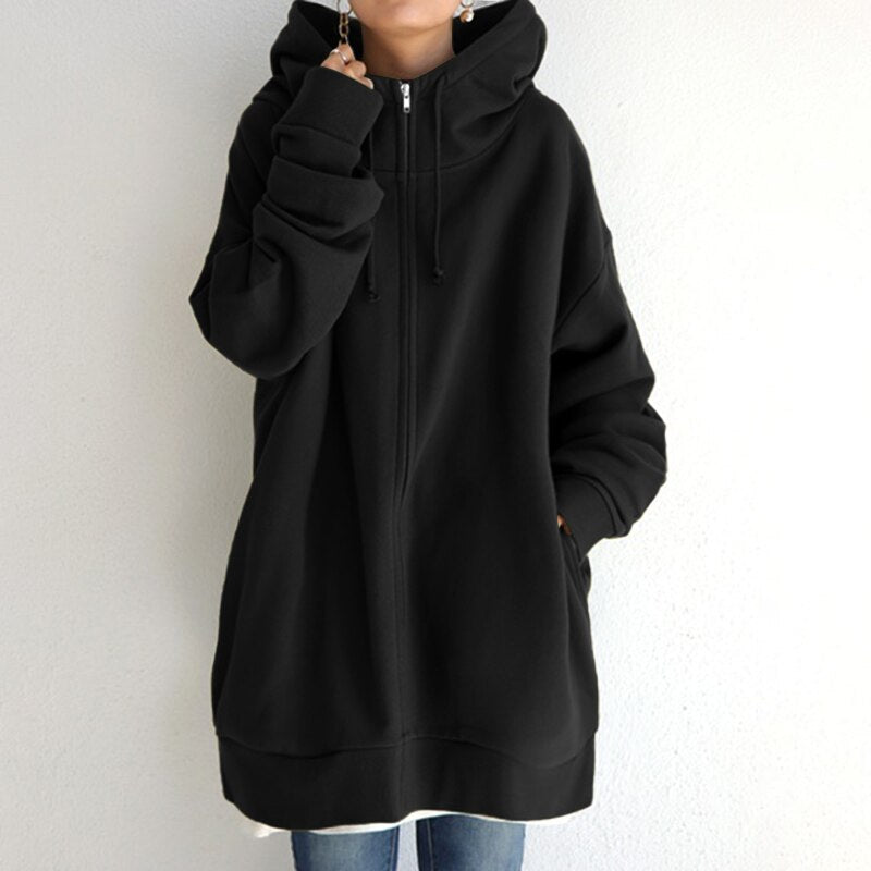 Women's oversized winter hoodie jacket Cassandra in cozy fit with warm insulated layering design