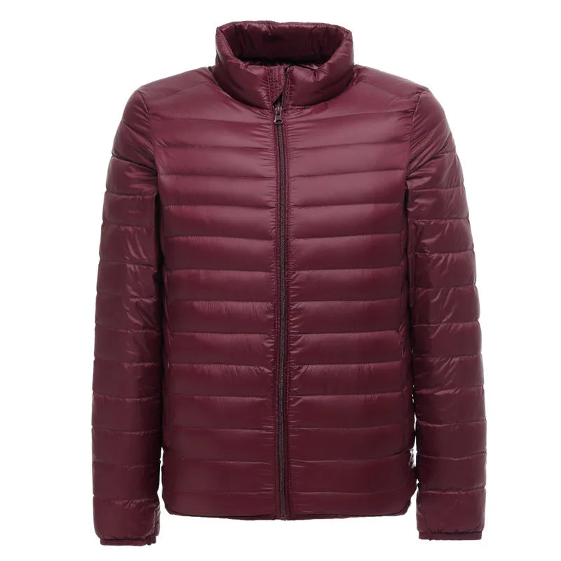Men's lightweight packable puffer jacket water-resistant quilted design for outdoor winter adventures