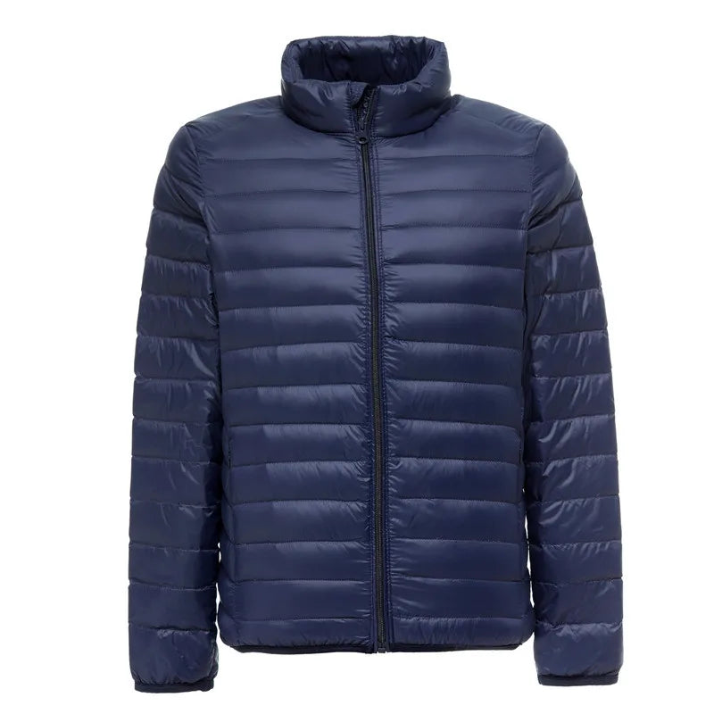 Men's lightweight packable puffer jacket water-resistant quilted design for outdoor winter adventures