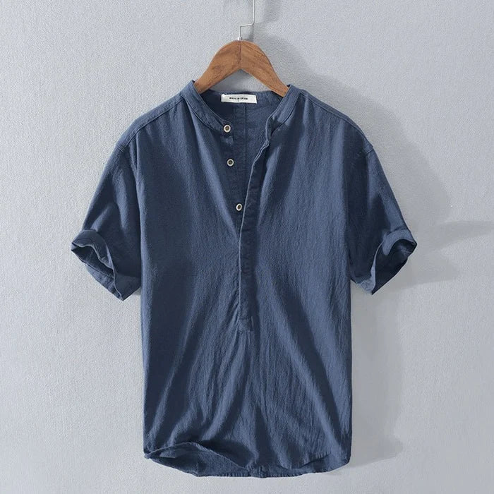 Men's relaxed fit Anthony linen shirt breathable classic cut summer staple in neutral tone