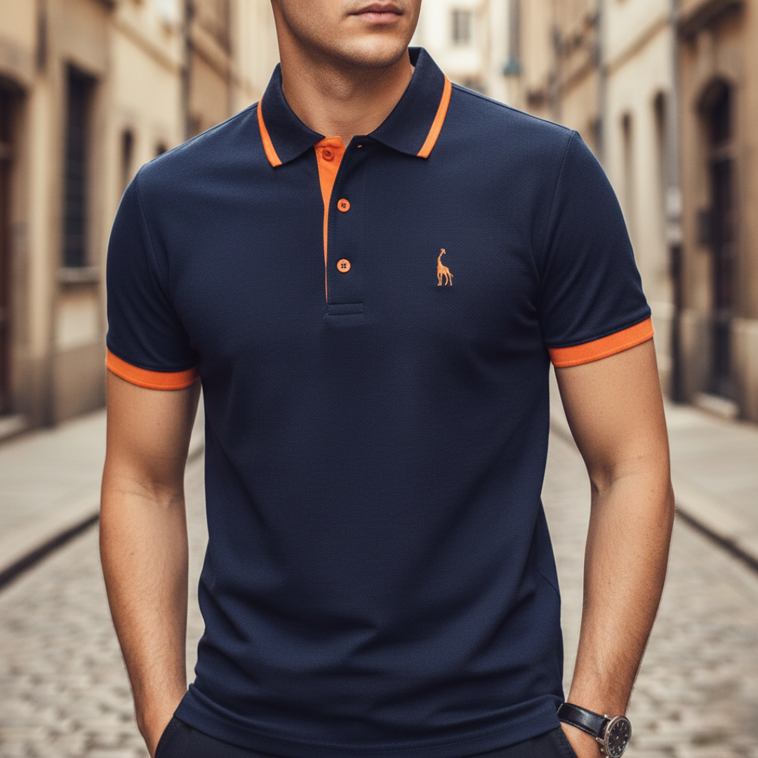 Men's slim fit polo shirt mixed fabric smart casual everyday comfort freedom of movement