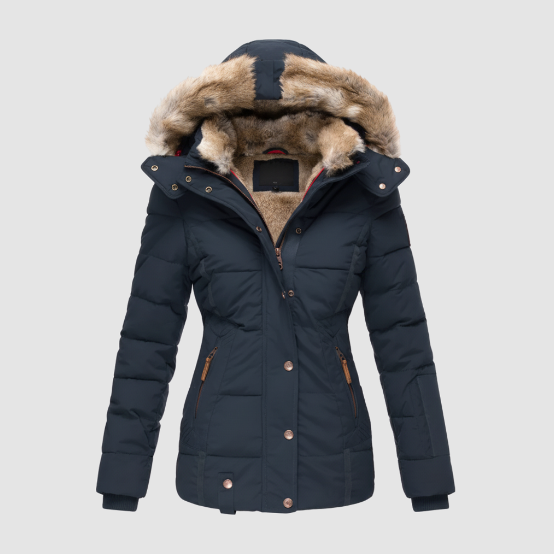 Women's lightweight padded nylon hooded jacket, sleek urban silhouette for winter warmth and comfort