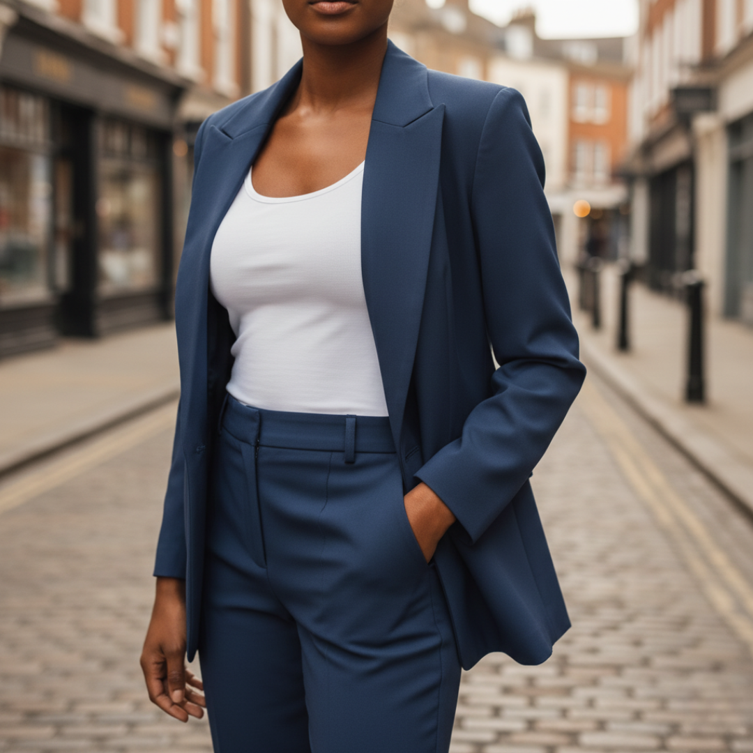 Women's formal suit jacket and pants set, professional tailored fit, durable comfort fabric