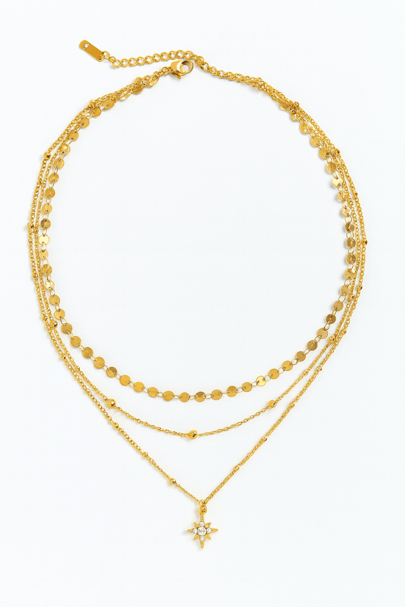 Necklace gold layered star pendant 18K stainless steel - Urbann-Vibe