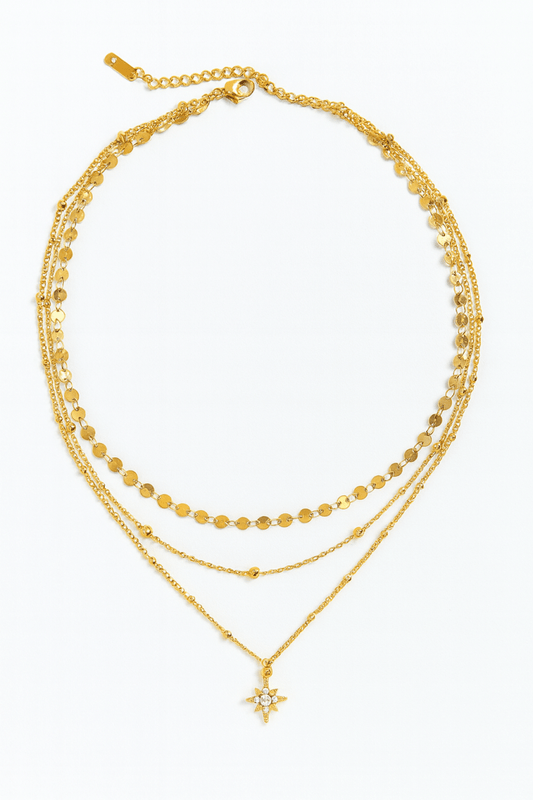 Necklace gold layered star pendant 18K stainless steel - Urbann-Vibe