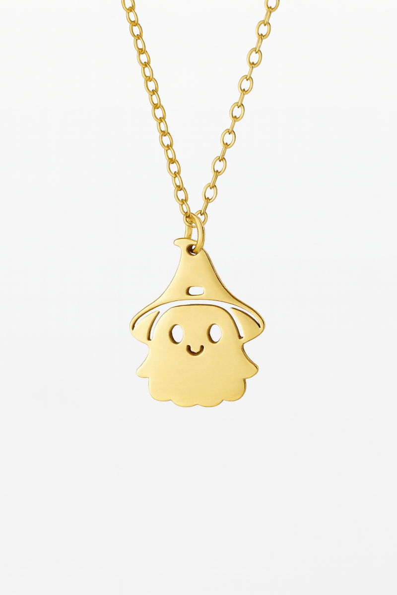 Necklace Halloween Ghost Pendant 18K Gold Titanium Steel - Urbann-Vibe