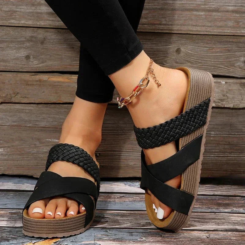 Women's beige orthopedic sandals with cushioned insole arch support breathable open-toe comfort design