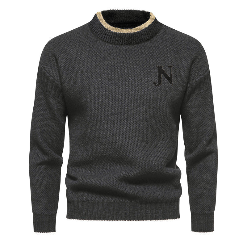 Thatcher men's classic knit sweater in warm tones, slim-fit jumper with sustainable easy-care fabric