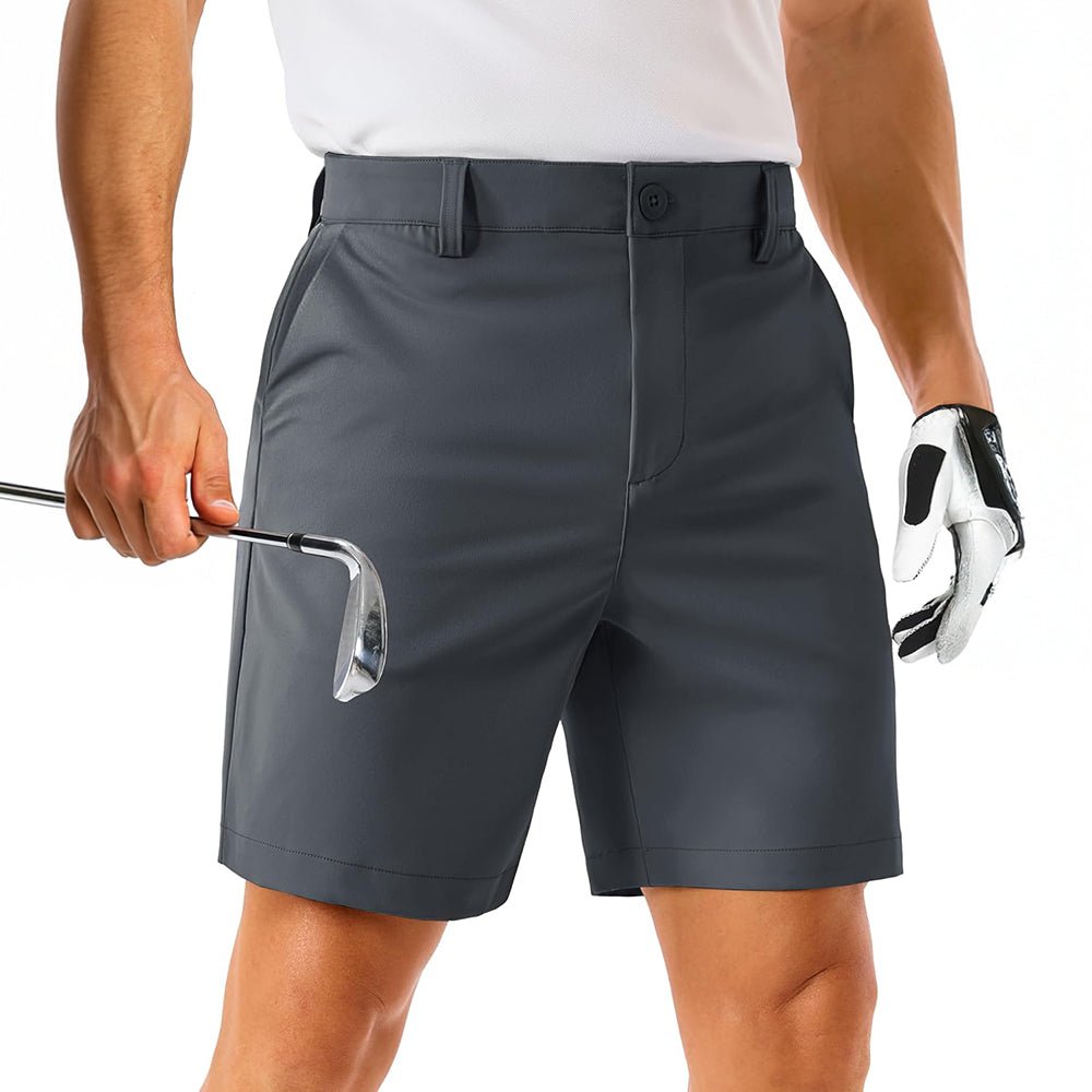 Men's lightweight stretch golf shorts with 6-pocket design, quick-dry moisture-wicking breathable fabric