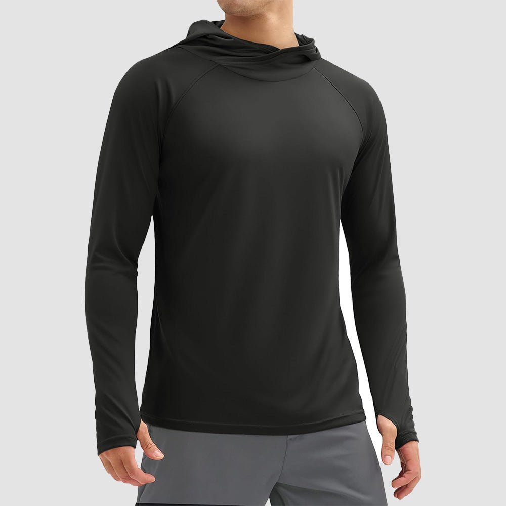 Men's lightweight UPF 50+ sun hoodie shirt, quick-dry moisture-wicking outdoor athletic fit