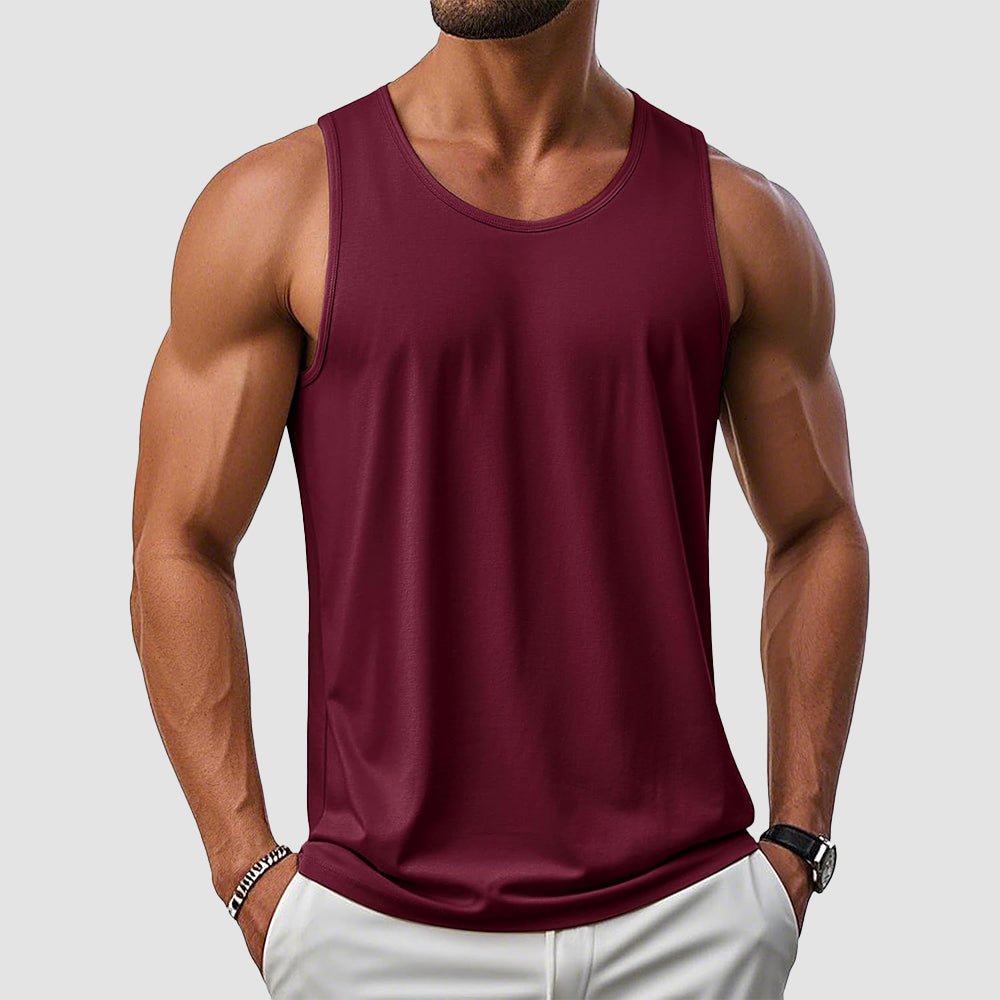 Men's UPF 50+ muscle tank white sleeveless cotton-blend top with breathable tag-free athletic fit