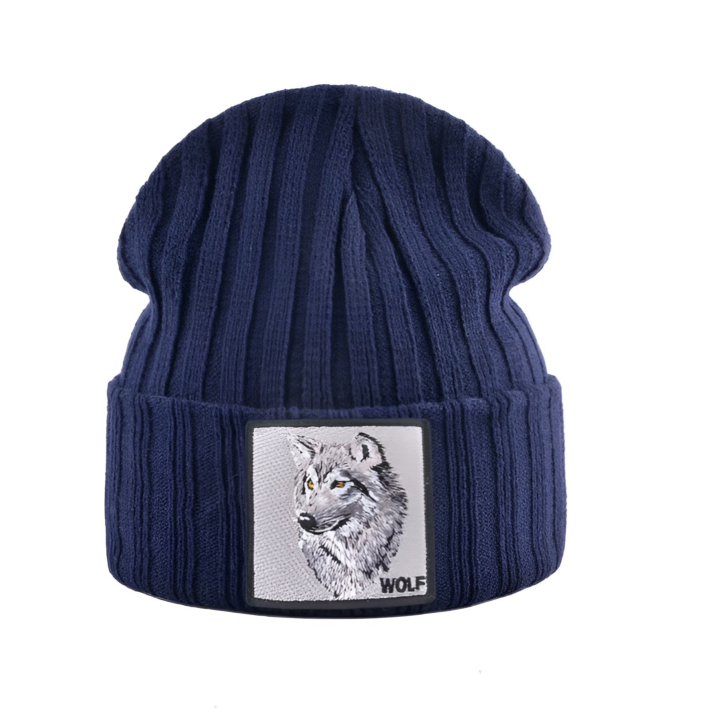 Black knit beanie with embroidered Predator patches, soft breathable stretch fit for outdoor style