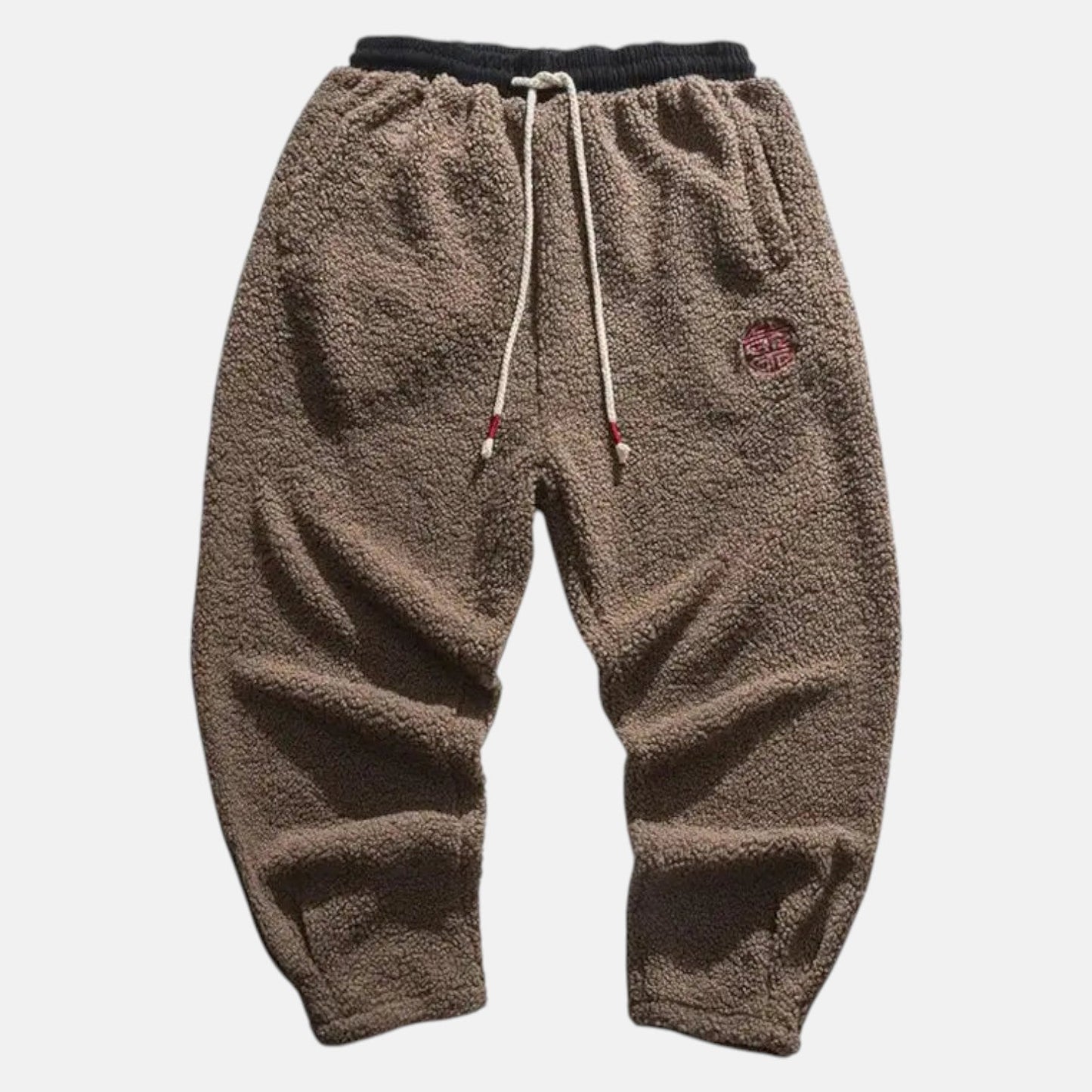 Men's gray wool fleece jogger pants modern fit with elastic waistband for urban winter style