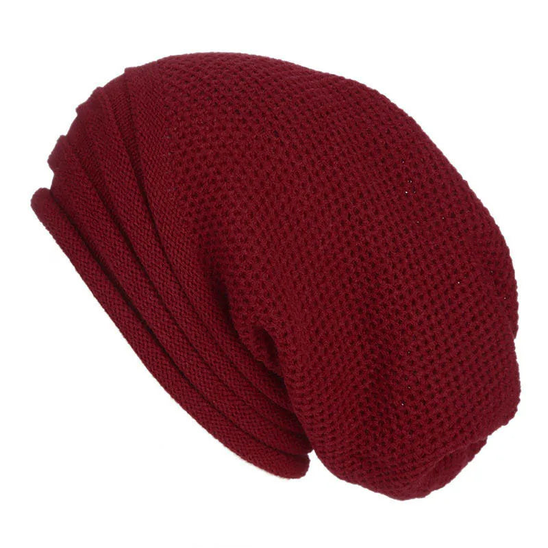 Women's oversized knitted beanie Nina cozy warm winter hat in stretch-fit wool blend