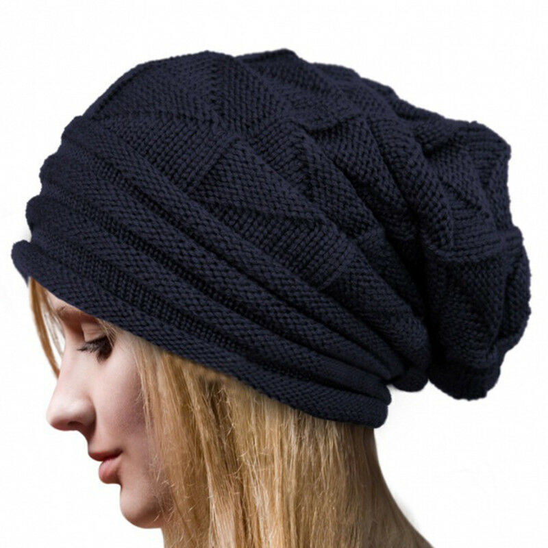 Nina oversized knitted beanie cotton wool blend unisex casual winter hat in ava color