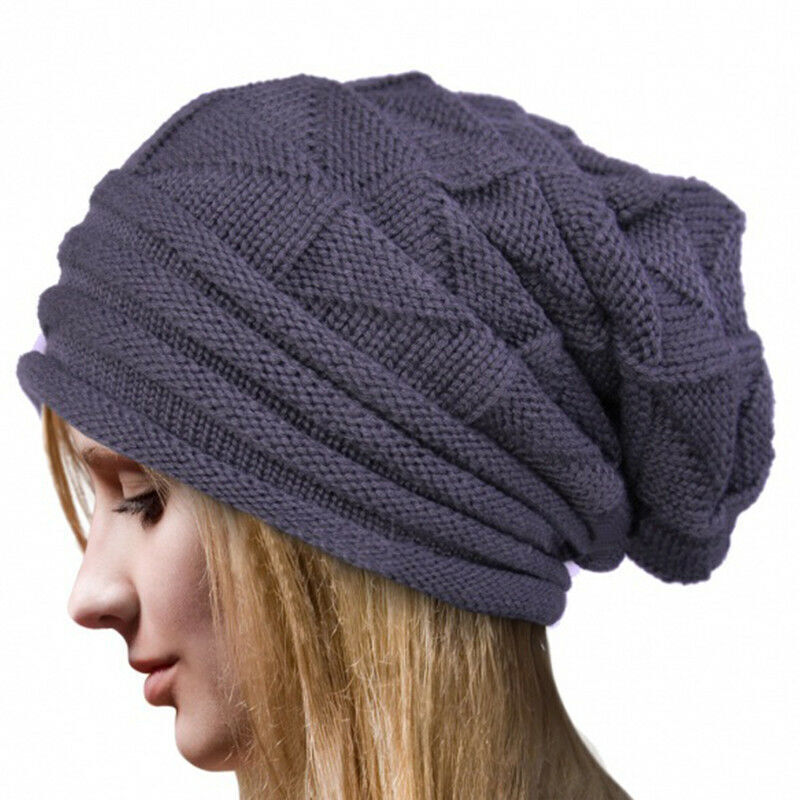 Nina oversized knitted beanie cotton wool blend unisex casual winter hat relaxed slouchy fit