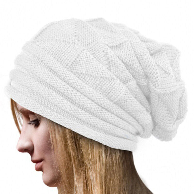 Nina oversized knitted beanie cotton wool blend unisex casual winter hat in neutral tone