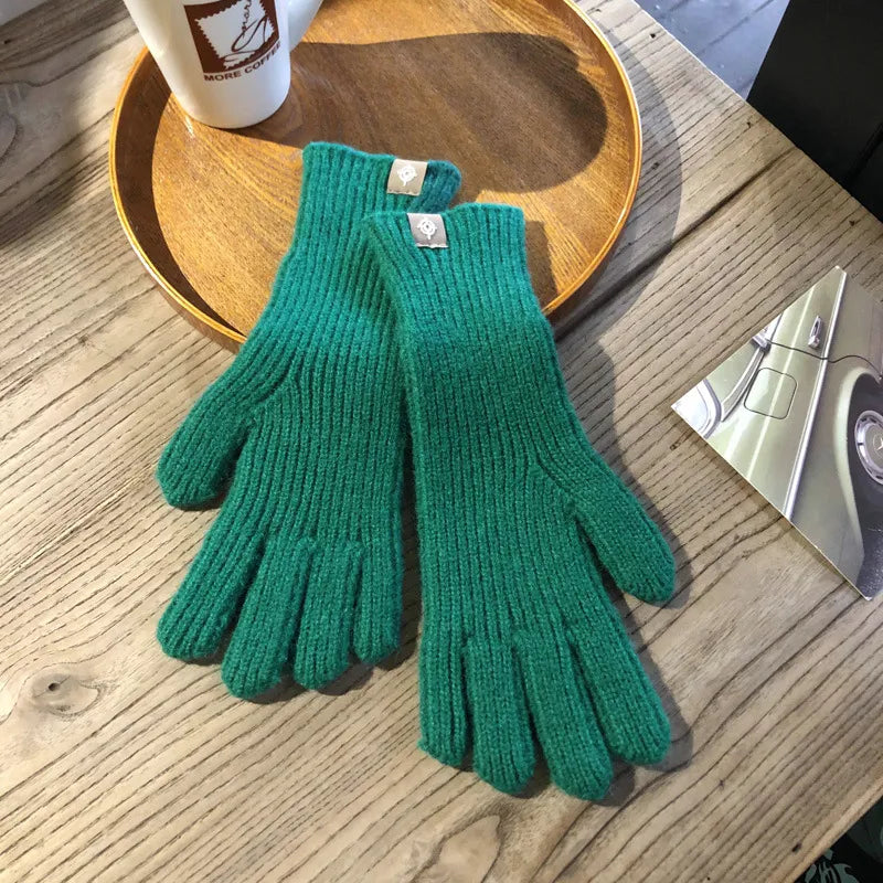 Nina women's knitted gloves cotton blend one-size elegant classic winter accessory in ten colors