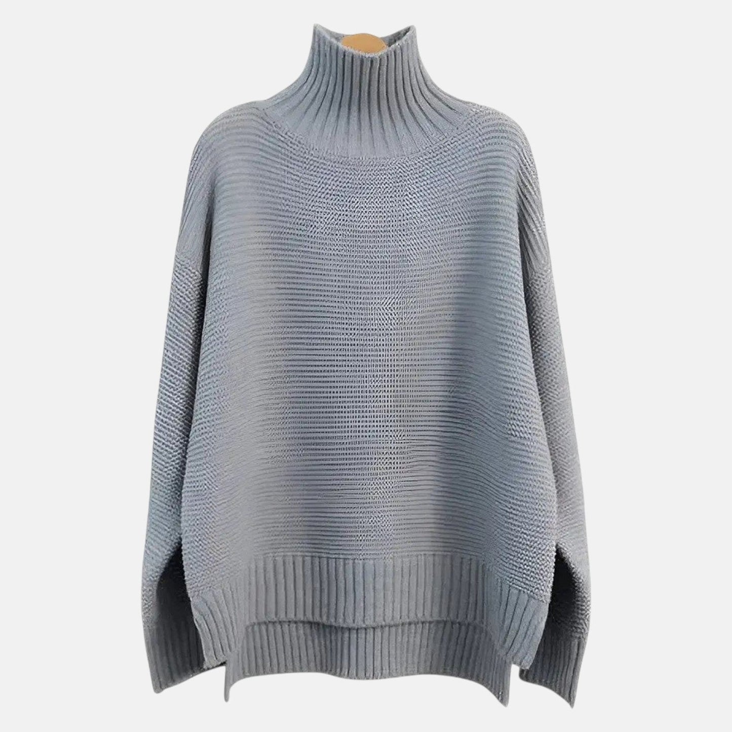 Women's wool turtleneck knit sweater loose relaxed fit elegant high collar cozy winter style