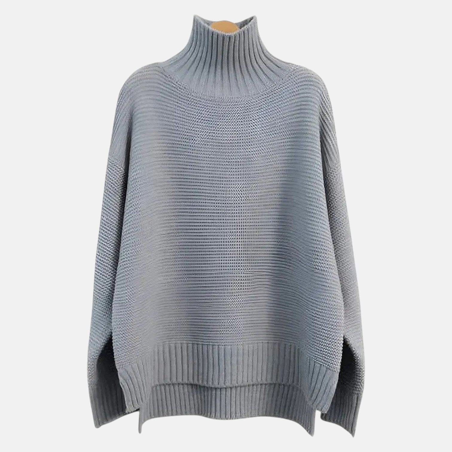 Women's wool turtleneck knit sweater loose relaxed fit elegant high collar cozy winter style