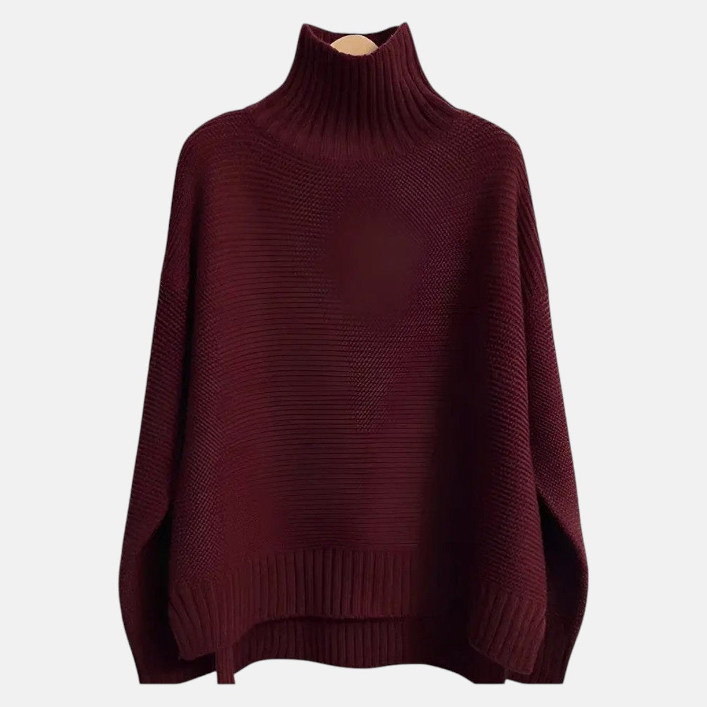 Women's wool turtleneck knit sweater loose relaxed fit elegant high collar cozy winter style