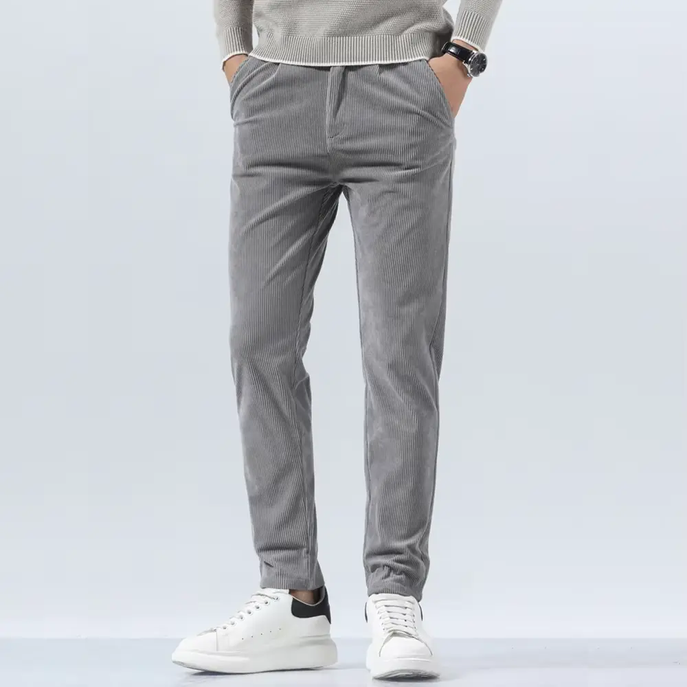 Men's classic fit corduroy pants soft stretch fabric versatile work to casual wear everyday comfort