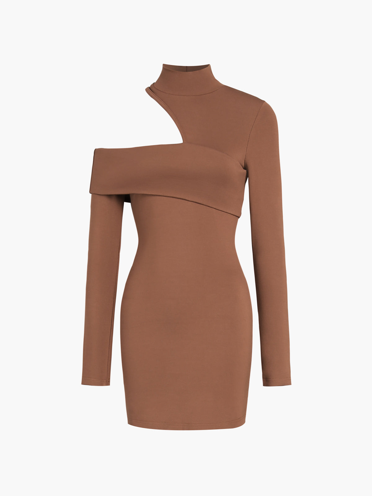 Black off-shoulder bodycon mini dress asymmetrical one-sleeve design sculpted silhouette party look