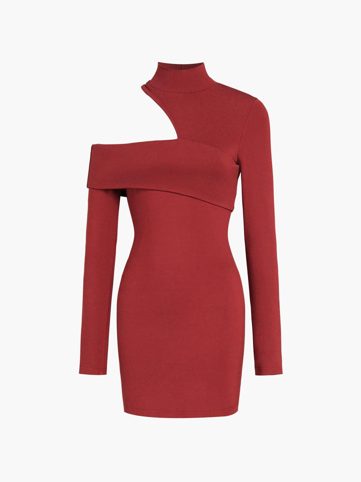 Black off-shoulder one-sleeve bodycon mini dress sculpted silhouette asymmetrical neckline party style