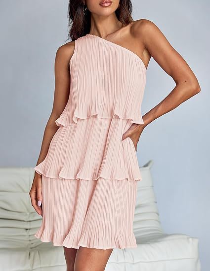 Urbann Vibe pleated one-shoulder mini dress A-line silhouette day-to-night versatile style