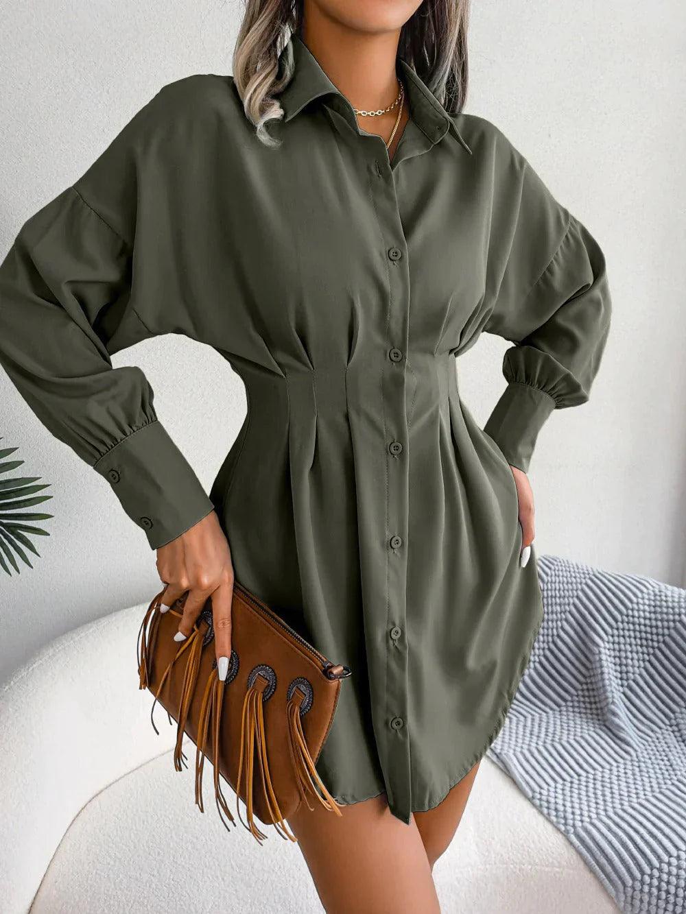 Nova tailored-fit shirt dress cotton blend structured silhouette for professional women versatile wear