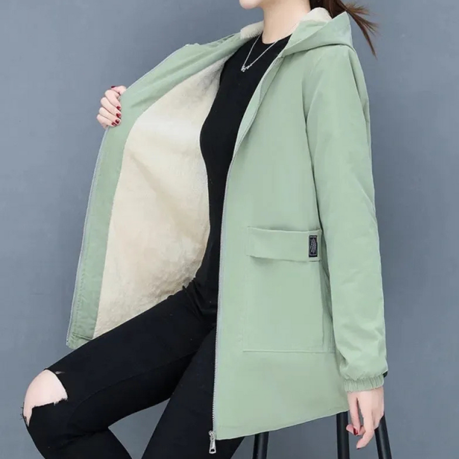 Women's casual hooded jacket comfortable fit durable fabric functional hood for everyday wear
