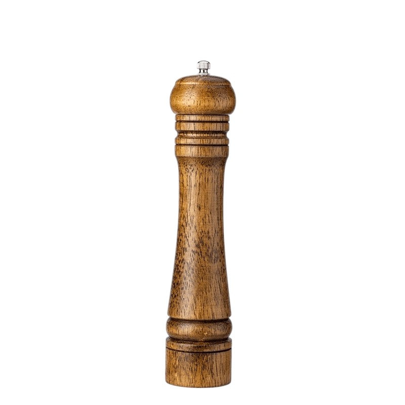 Traditional oak wood spice grinder set hand-crank ceramic mechanism rustic solid wood kitchen tool