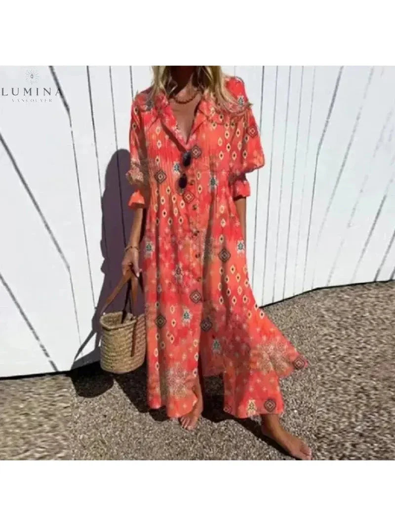 Odessa women's flowy midi dress elegant vintage romantic silhouette lightweight breathable fabric