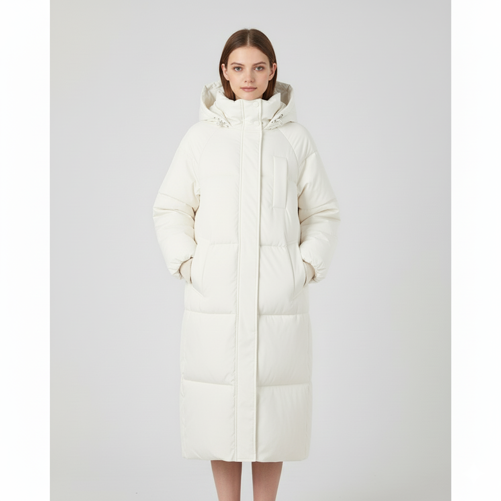 Women's mid-length puffer coat oversized hood warm insulation casual winter outerwear