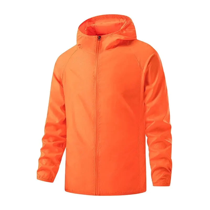 Unisex lightweight waterproof windbreaker hiking jacket with four pockets, all-season wind and rain protection