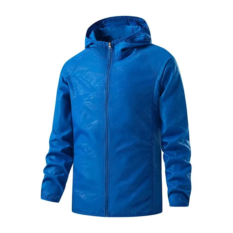 Unisex lightweight waterproof windbreaker hiking jacket with four pockets, all-season wind and rain protection