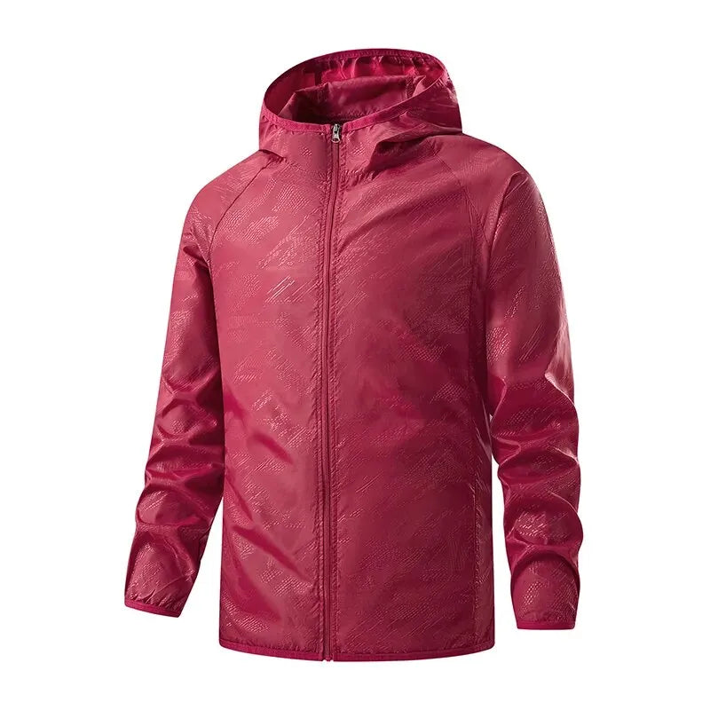Unisex lightweight waterproof windbreaker hiking jacket with four pockets, all-season wind and rain protection