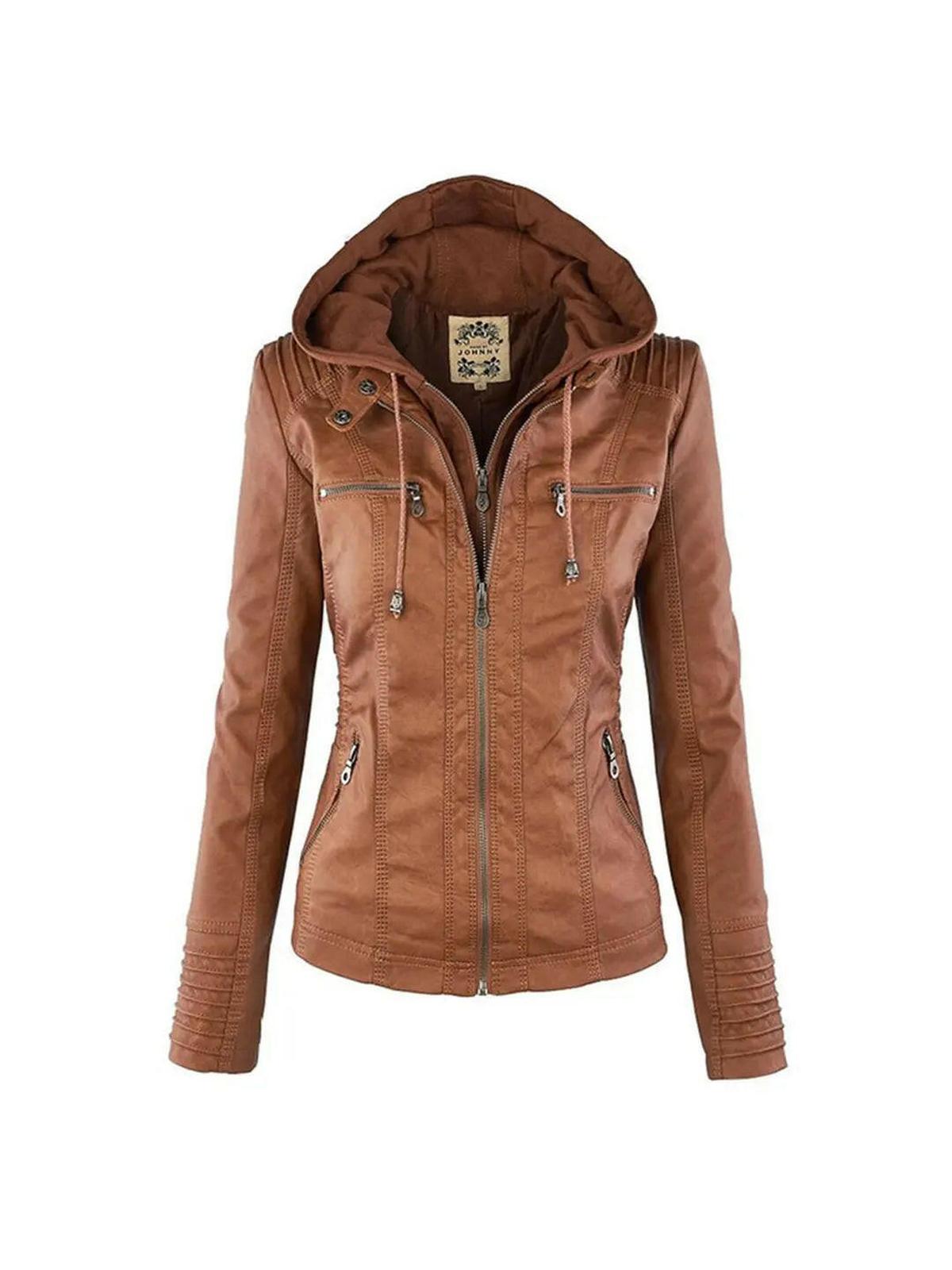 Women's water-resistant tailored fit hooded jacket with detachable hood by Urbann Vibe Olivia