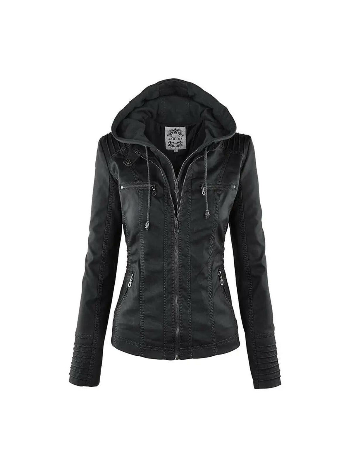 Women's water-resistant tailored fit hooded jacket with detachable hood, sleek city-smart style